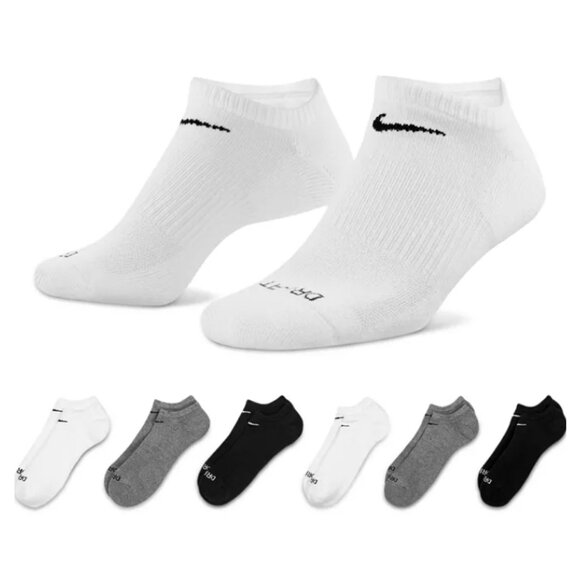 6 Pair Women's Nike No Show Socks Everyday Plus Cushioned Cotton 6 Pack Dri-Fit - Picture 2 of 5